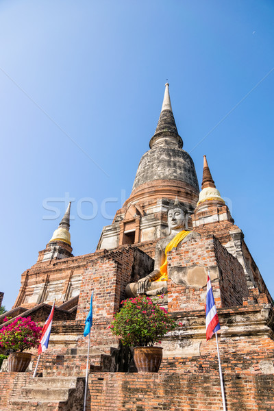 Foto d'archivio: Buddha · statua · antica · pagoda · fondo