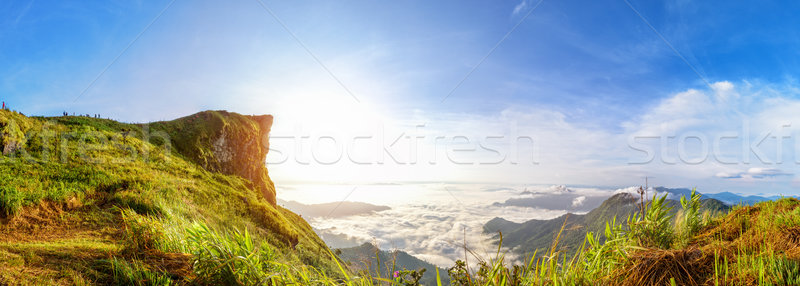 Foto stock: Panorama · amanecer · montana · hermosa · paisaje · naturaleza