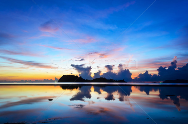 Sunrise at Hat Sai Ri beach in Chumphon Stock photo © Yongkiet