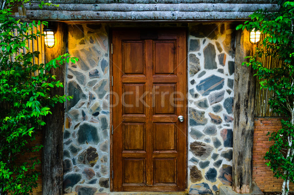 Wooden door in the evening Stock photo © Yongkiet