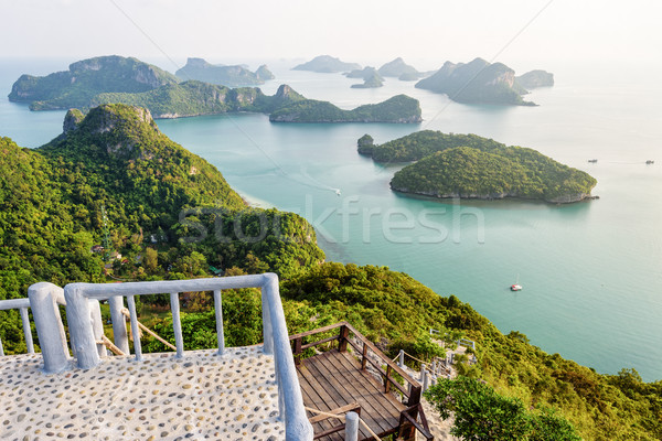Pódium csúcs hegy sziget magasról fotózva kilátás Stock fotó © Yongkiet