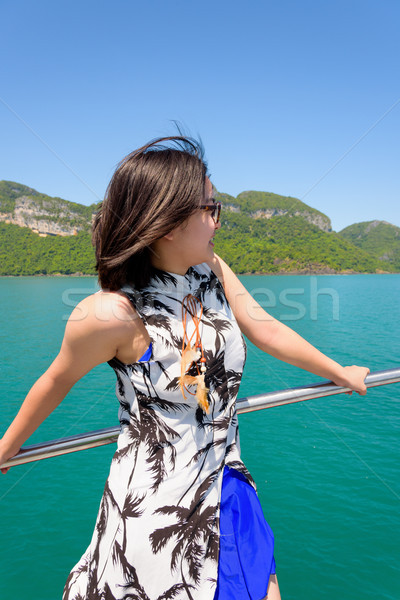 Young woman on the boat Stock photo © Yongkiet