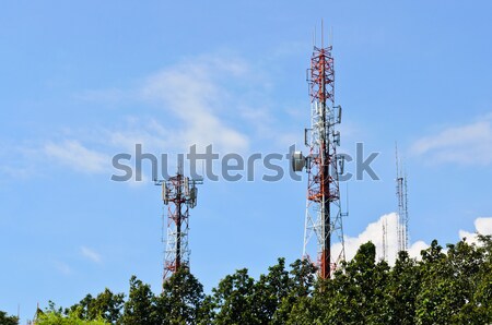 Multiplicity communications tower Stock photo © Yongkiet