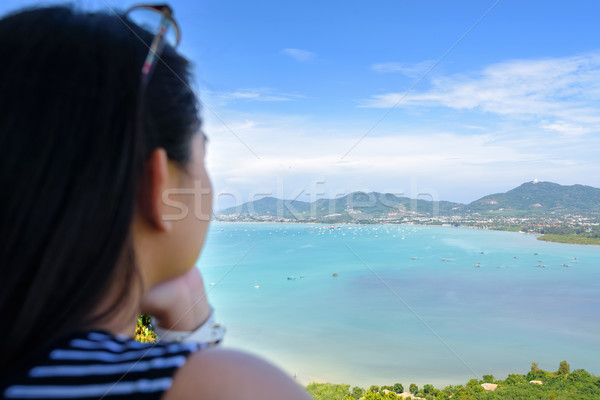 Stock fotó: Nő · turista · néz · óceán · Phuket · Thaiföld