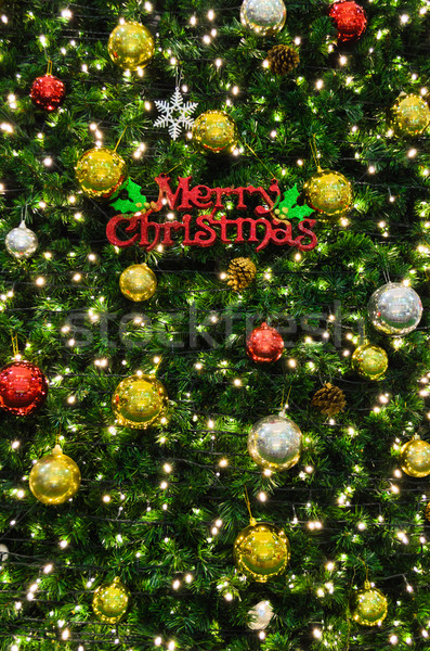 Heiter Weihnachten Zeichen Baum dekoriert Licht Stock foto © Yongkiet