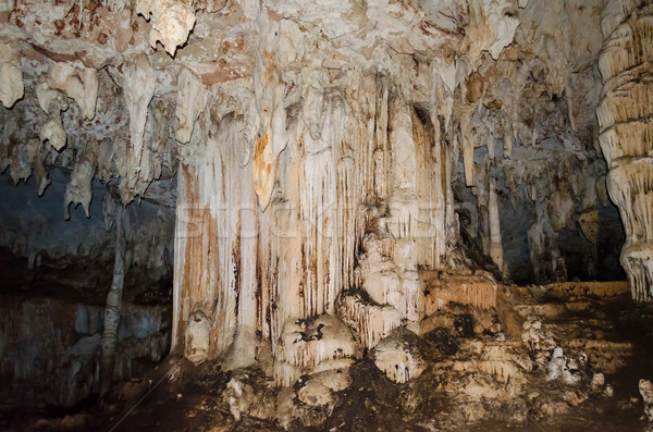Stalactite and stalagmite in Tham Lod cave Stock photo © Yongkiet