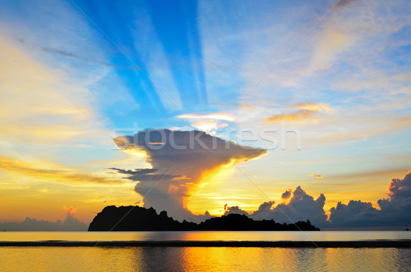 Sunrise at Hat Sai Ri beach in Chumphon Stock photo © Yongkiet