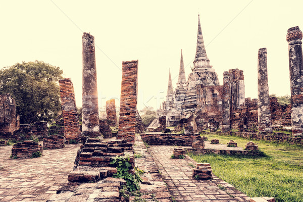 Vintage Wat Phra Si Sanphet, Thailand Stock photo © Yongkiet