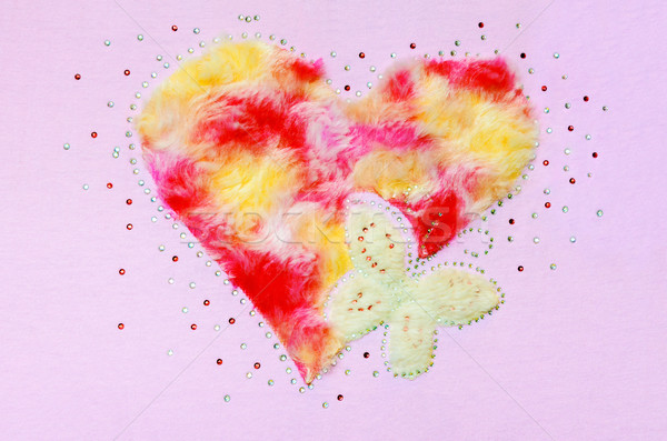心臟 蝴蝶 亮片 裝飾 粉紅色 布 商業照片 © Yongkiet