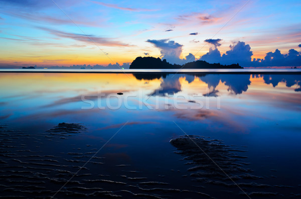 Sunrise at Hat Sai Ri beach in Chumphon Stock photo © Yongkiet