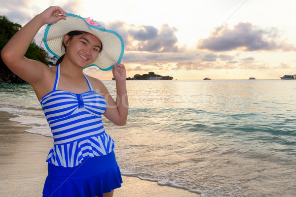 Girl on the beach at Similan Island, Thailand Stock photo © Yongkiet