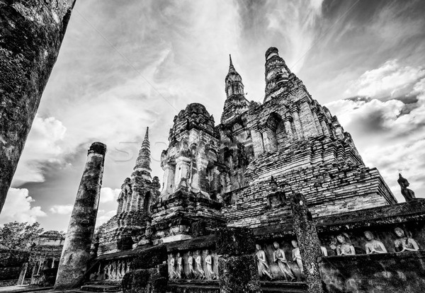 Wat Maha That in black and white color Stock photo © Yongkiet