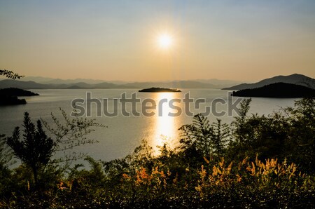 Foto d'archivio: Panorama · lago · tramonto · view · punto