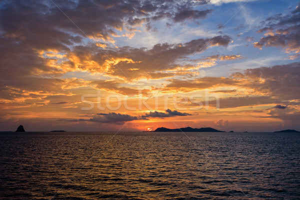 Gün batımı deniz Tayland güzel doğal manzara Stok fotoğraf © Yongkiet