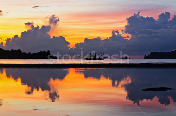 Stock foto: Sunrise · hat · Strand · Vorderseite · Insel · Himmel