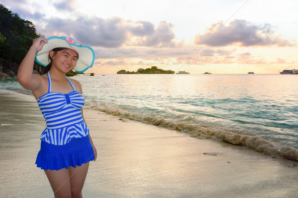 Girl on the beach at Similan Island, Thailand Stock photo © Yongkiet