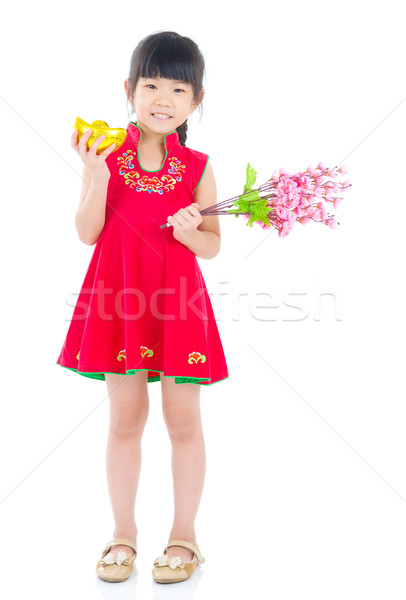 Foto stock: Asiático · criança · China · menina · tradicional