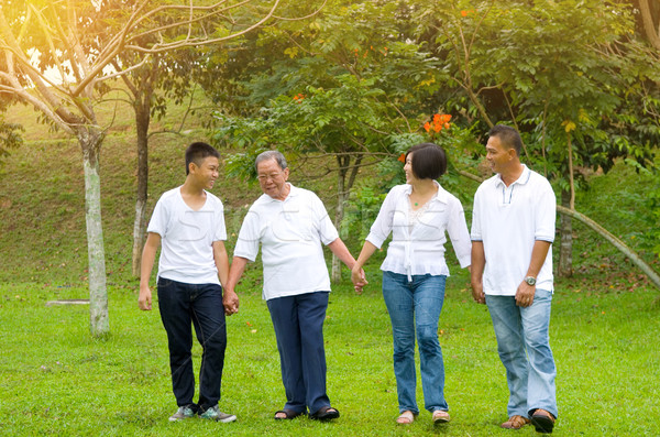 Stock foto: Chinesisch · Familienbild · Familie · entspannenden · Park · zusammen