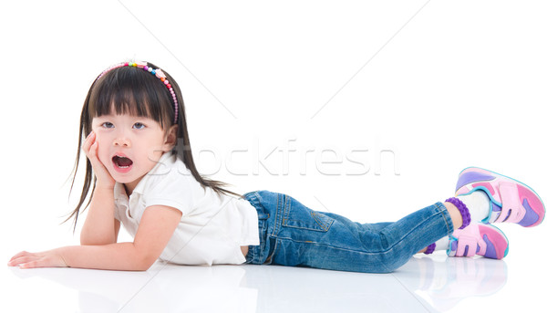 Asian ragazza ritratto sorriso kid piano Foto d'archivio © yongtick