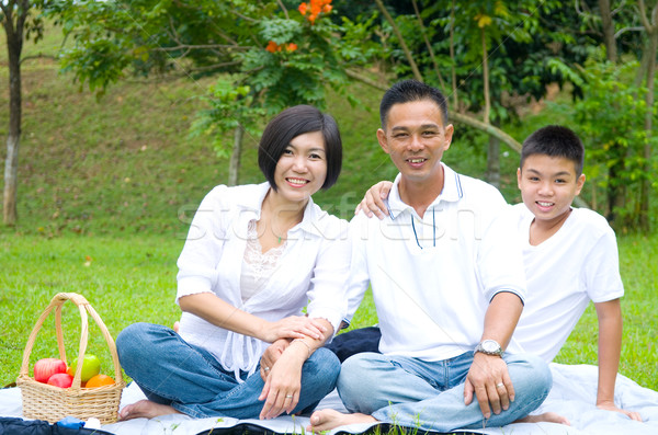 Asian familie chinese ontspannen outdoor park Stockfoto © yongtick