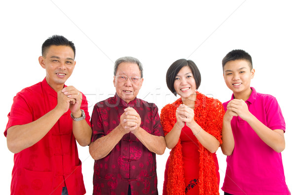 Asiático família três gerações celebrar ano novo chinês Foto stock © yongtick