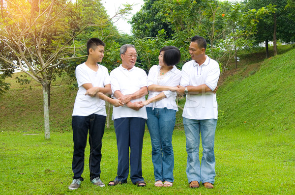 Stock foto: Chinesisch · Familienbild · Familie · entspannenden · Park · zusammen