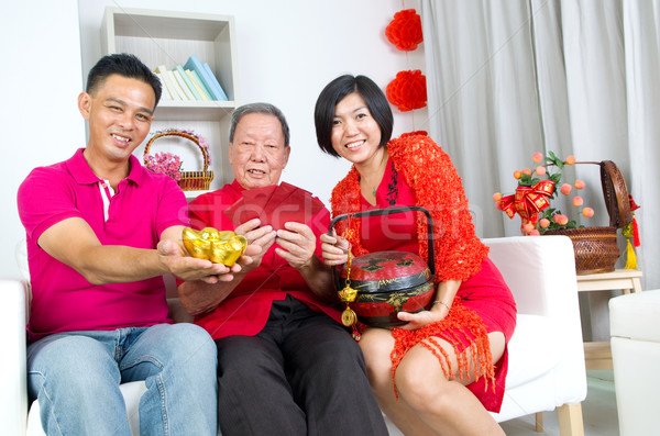 Asiático família senior homem crianças Foto stock © yongtick
