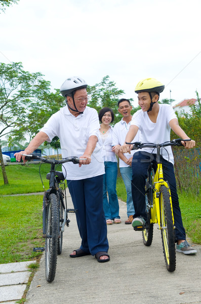 Stockfoto: Asian · drie · generatie · familie · cyclus · weg