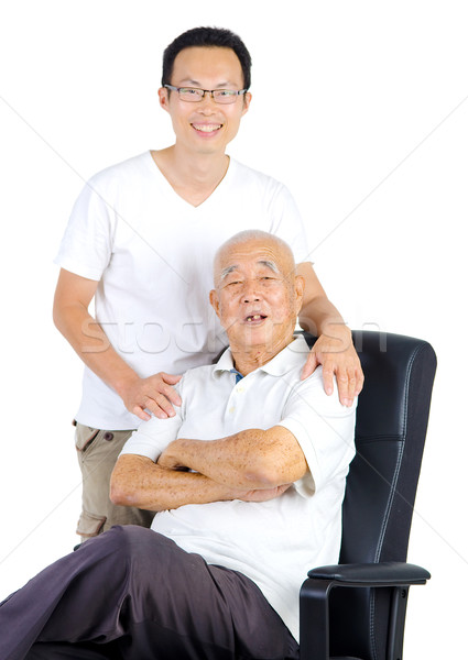 Asian portrait de famille supérieurs homme fils heureux [[stock_photo]] © yongtick