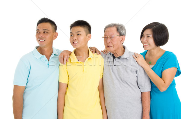 Foto stock: Asia · tres · generaciones · familia · retrato