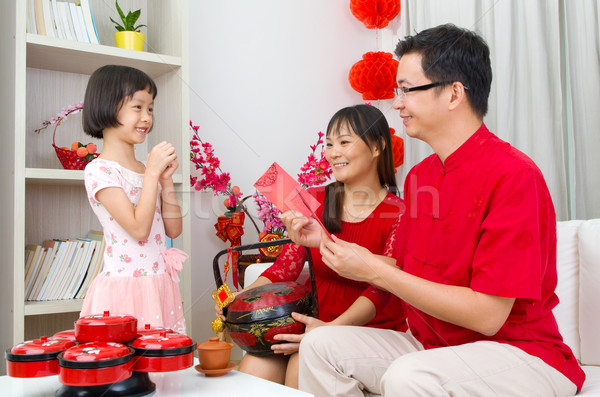 Capodanno cinese cinese ragazza madre felice donna Foto d'archivio © yongtick