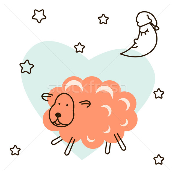 Cute baby lamb cartoon t shirt illustration vector. Stock photo © yopixart