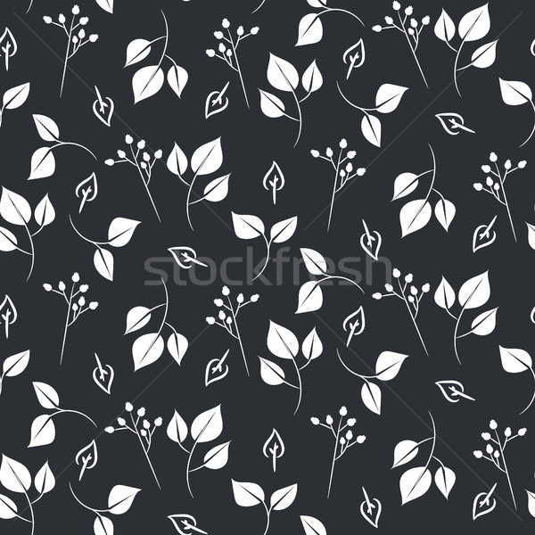 White leaves and dogrose seamless vector pattern. Stock photo © yopixart