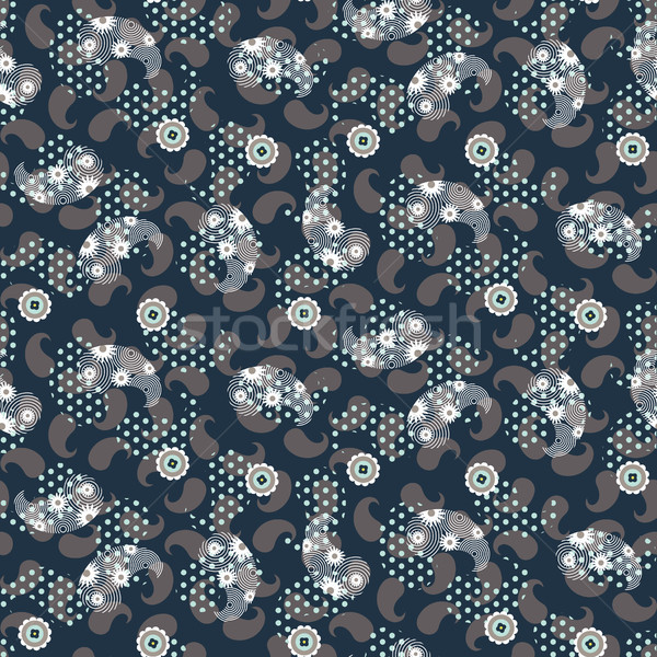 Paisley blue mesh pattern seamless vector. Stock photo © yopixart