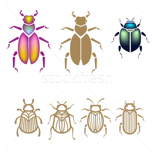 Escarabajo establecer estilo oro errores Foto stock © yopixart