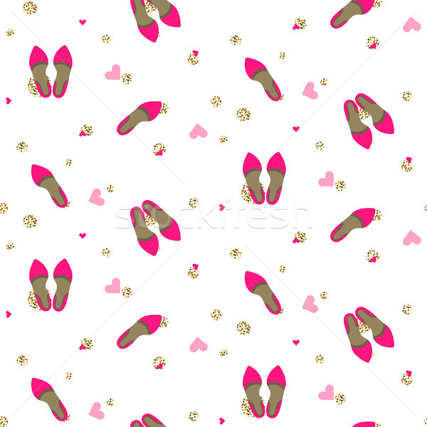 Chic girl pink pumps fashion seamless pattern. Stock photo © yopixart