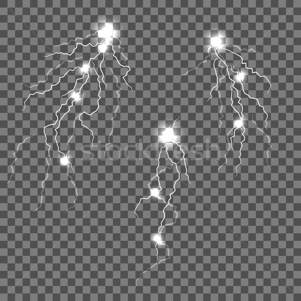 Vector lightnings set with flash spots. Stock photo © yopixart
