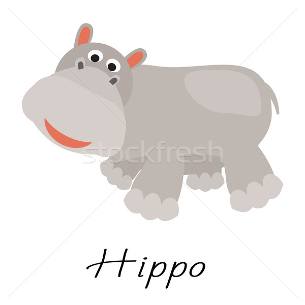 Stock photo: Hippopotamus wild cartoon animal vector on white.