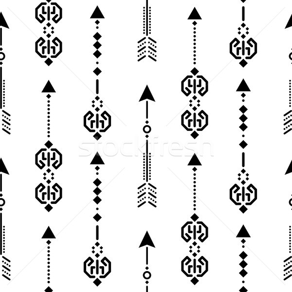 Aztec ethnic arrow ornament seamless vector pattern. Stock photo © yopixart