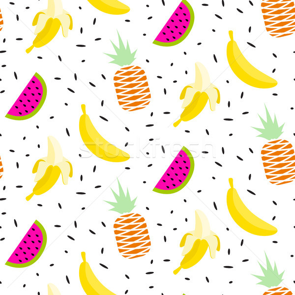 Summer fruit pattern with bananas, pineapples and watermelon. Stock photo © yopixart