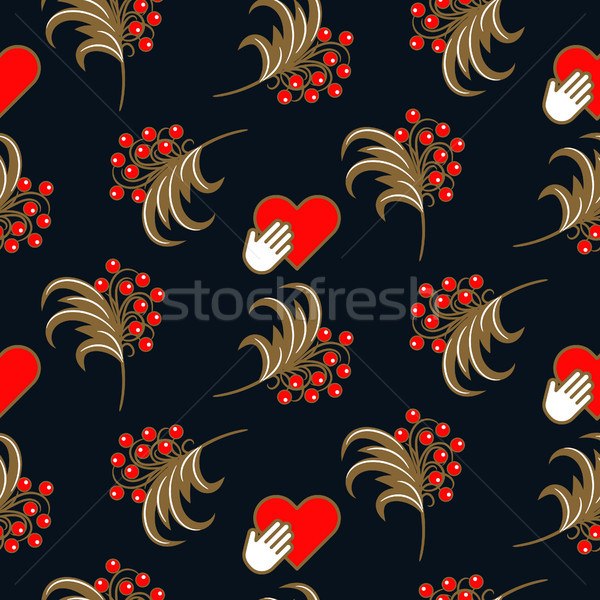 Russian folk Khokhloma traditional blue seamless pattern. Stock photo © yopixart