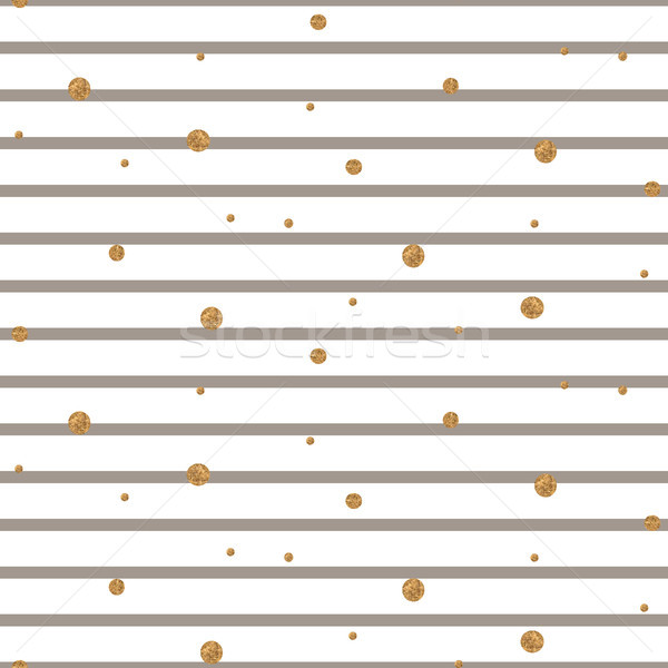 Striped beige and white seamless pattern with golden shimmer polka dots. Stock photo © yopixart