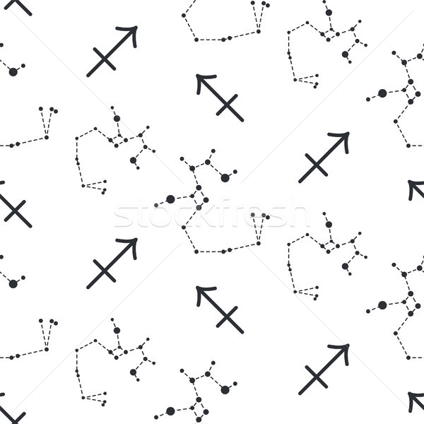 Sagittarius constellation seamless vector pattern. Stock photo © yopixart