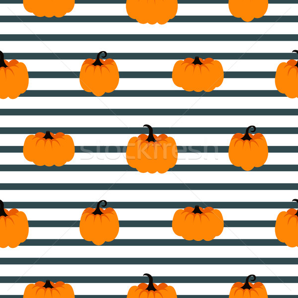 Foto d'archivio: Zucca · di · halloween · vettore · senza · soluzione · di · continuità · strisce · pattern · arancione