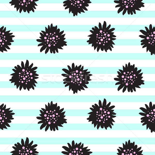 Striped black bold florals seamless pattern. Stock photo © yopixart