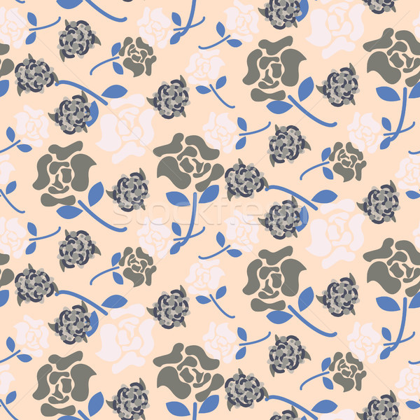 Stock photo: Pale rose pink and grey floral pattern seamless vector.