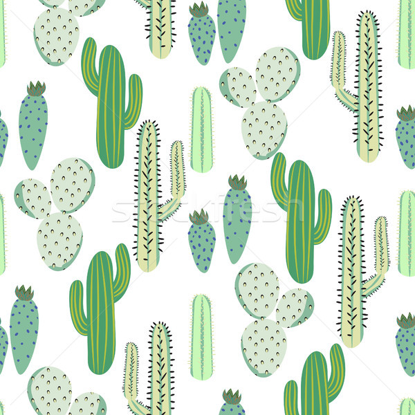 Various cacti desert vector seamless pattern. Abstract thorny plants nature fabric print. Stock photo © yopixart