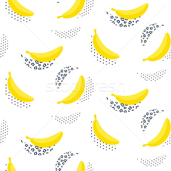 Banană pop art fara sudura vector model alb Imagine de stoc © yopixart