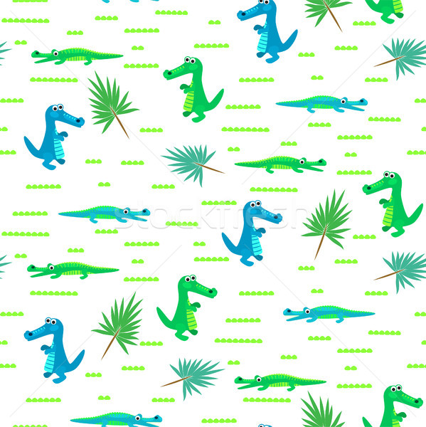 Seamless crocodile kid cartoon vector pattern. Stock photo © yopixart