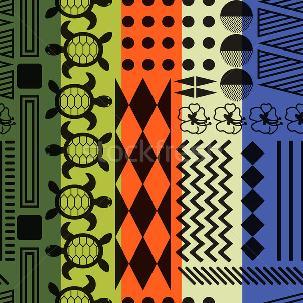 ストックフォト: 縞模様の · アロハ · 飾り · シームレス · ベクトル